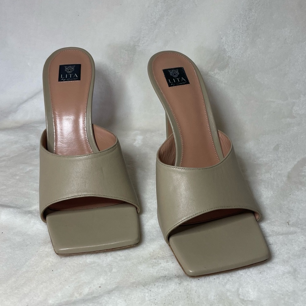 LITA BY CIARA SOLID SQUARE TOE SLIDE HEEL IN LEATHER‎ SIZE 42   11US  B 209 - Picture 7 of 14